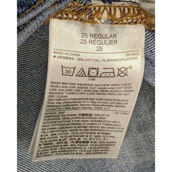 Gap 1969 Womens Sized 25 R Authentic True Skinny Distressed Denim Blue Jeans - Picture 7 of 12
